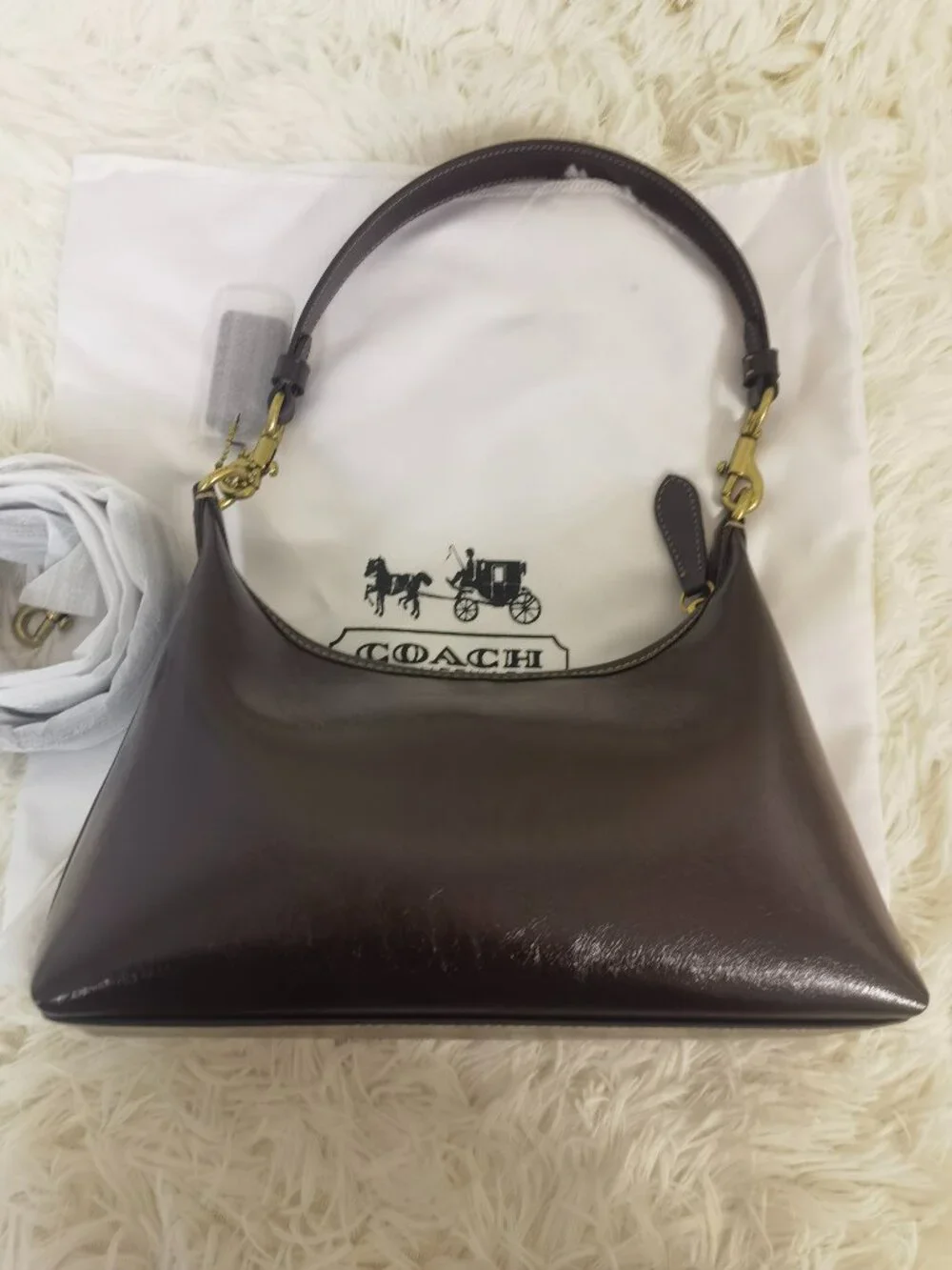 Coach Dark Brown Leather Hobo Shoulder Bag